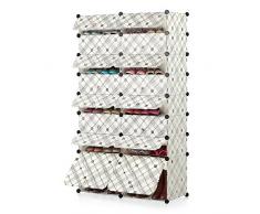iKayaa 8 Schicht Schuhschrank, DIY Regalsystem, Garderobenschrank, 95 x 37 x 160 cm