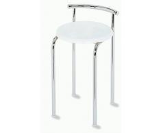 Nicol 1434400 Badhocker Top-Set rund, Sitzhocker Edelstahl-Optik, geprüfte Sicherheit TÃV-zertifiziert, Metall, chrom/weiÃ, 34.5 x 35.5 x 56.8 cm