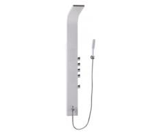 Wohnling Duschpaneel Aluminium Weià Design Duschsöule Alu 150 cm hoch Regendusche 146 Massage-Düsen mit Hand-Brause Mischbatterie Massage-Dusche 16 cm Breit Luxus Duschamatur Massage Komplettdusche
