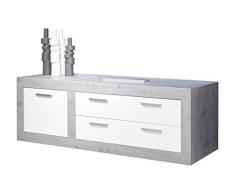 trendteam PE31635 TV Möbel Lowboard weiss Hochglanz, Absetzungen Beton Industry, BxHxT 180x69x50 cm