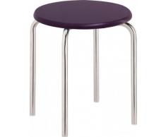 Sanwood 644816 Badhocker mit MDF-Sitzfläche, Sitzhocker Edelstahl-Optik, Metall, chrom/lila, 33.0 x 33.0 x 42.5 cm