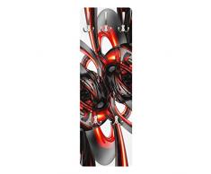 Apalis 79489 Wandgarderobe Shining Red Circles | Design Garderobe Garderobenpaneel Kleiderhaken Flurgarderobe Hakenleiste Holz Standgarderobe Hängegarderobe | 139x46cm