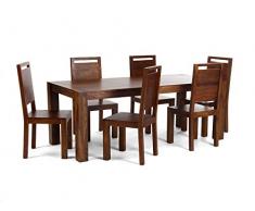 Massivum Monrovia Tischgruppe, Holz, braun, 90 x 175 x 76 cm
