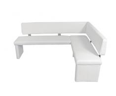 Cavadore Eckbank links Charisse India Weià / Gepolsterte Kunstleder-Eckbank mit Rückenlehne in Weià / InnenmaÃ: 140 x 92 cm / 194 x 149 x 54 x 83 cm (B x B x T x H)
