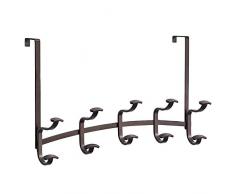Interdesign 04501EU Spa Hakenleiste zum Hängen über die Tür für Kleidung, Hüte, Bademäntel, Handtaschen, 10 Haken, bronze