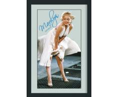 Empireposter - Monroe, Marilyn - Blue Signature - GröÃe (cm), ca. 30x40 - Maxi-Spiegel Bedruckter Wandspiegel mit schwarzem Kunststoffrahmen in Holzoptik