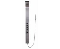 Wohnling Duschpaneel Edelstahl Silber Design Duschsöule 160 cm hoch Regendusche 150 Massage-Düsen mit Hand-Brause Mischbatterie Massage-Dusche 15 cm Breit Luxus Duschamatur Massage Eckmontage Ecke
