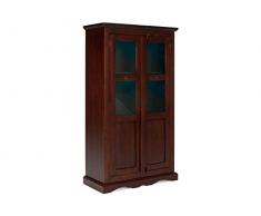 massivum Vitrine Antonio 97x174x45 cm Pinie braun gebeizt und lackiert