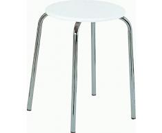 Sanwood 644800 Badhocker mit MDF-Sitzfläche, Sitzhocker Edelstahl-Optik, Metall, chrom, weiÃ, 45.0 x 45.0 x 43.0 cm