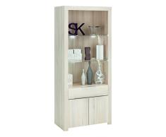 Demeyere 479063 Vitrine 2 Türen und 1 Schubladen Rubis, Spanplatte, akazie, 78 x 41 x 179 cm