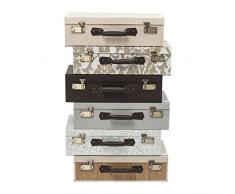 Kare 81059 Kommode Suitcase nature Möbel, Stoff, grau / weià / beige / schwarz, 31 x 52 x 84 cm