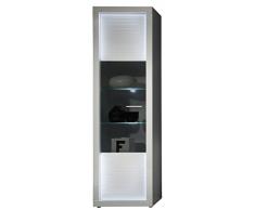 trendteam SL Vitrine Wohnzimmerschrank | Weià Hochglanz | 60 x 204 cm