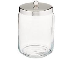 InterDesign 22762EU Forma Apothekerglas für den Waschtisch für Wattebäusche, Wattestäbchen, Wattepads - Durchsichtig/poliert, Glas, Clear/Polished SS, 8,89 x 0,254 x 13,97 cm