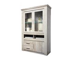 trendteam SYT03980 Vitrine Wohnzimmerschrank Eiche Sheffield Nachbildung, BxHxT 114x170x43 cm