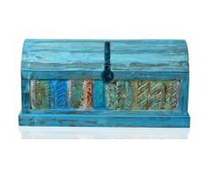 SIT-Möbel 1291-13 Truhe Blue, Echtes Altholz, washed mit Klappdeckel, Innenvolumen 12 m³, 100 x 44 x 50 cm