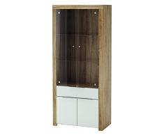 Demeyere 429427 Vitrine Naxis 2 Türig, 1 Schubladen und 2 Glastüren, Spanplatte, sonoma eiche, 83 x 41 x 179 cm