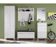 trendteam DY91101 Garderobe Garderobenset 5-teilig weiss Hochglanz, BxHxT 254 x 196 x 35 cm