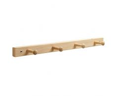 InterDesign Basic Wandgarderobe | wandmontierte Garderobe mit 4 Kleiderhaken | Garderobenleiste für Jacken, Mäntel, Schals etc. | Holz natur
