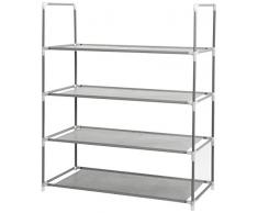 Compactor RAN6958 Schuhregal, Schuhablage mit 4 Regalböden, Kunststoffverbinder, 58,5 x 29 x 70,5 cm, grau