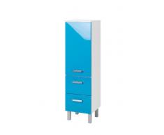 Held Möbel 220.3078 Denver Midischrank 1-türig, 2 Auszüge, 2 Einlegeböden, 35 x 114 x 35 cm, hochglanz-türkis / weiß