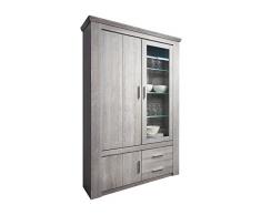 trendteam SYT13580 Vitrine Wohnzimmerschrank Eiche Sheffield Nachbildung, BxHxT 114x200x43 cm