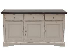 SIT-Möbel 9703-97 Sideboard Spa, Akazie massiv, Farbe taupe, 3 Holztüren, 3 Schubladen, 148 x 44 x 83,5 cm