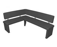 Cavadore Eckbank rechts Charisse India Schwarz / Gepolsterte Kunstleder-Eckbank mit Rückenlehne in Schwarz / InnenmaÃ: 140 x 92 cm / 149 x 194 x 54 x 83 cm (B x B x T x H)