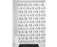 InterDesign Penguins Duschvorhang | Vorhang für Dusche und Badewanne | 183,0 cm x 183,0 cm groÃer Badewannenvorhang mit Pinguin-Druck| Polyester schwarz/weiÃ