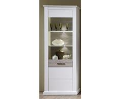 Star Trading Glas-Vitrine mit Beleuchtung Vitrinenschrank Standvitrine Landhaus, Holz, weiÃ, 75.00 x 42.00 x 208.00 cm