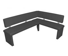 Cavadore Eckbank links Charisse India Schwarz / Gepolsterte Kunstleder-Eckbank mit Rückenlehne in Schwarz / InnenmaÃ: 140 x 92 cm / 194 x 149 x 54 x 83 cm (B x B x T x H)