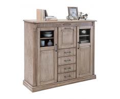 BFK Möbel Collection 705017 Highboard Esszimmerschrank, 141 x 117,5 x 42,5 cm, eiche teilmassiv, castellfarbig