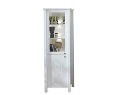 Stella Trading Vitrine Glasvitrine Stauraumelement Supermatt, Holz, weiÃ, 44 x 61 x 192 cm