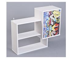 Links 20704020 Regal, Massivholz, MDF, weià graffiti, 78 x 25 x 66 cm