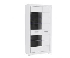 NEWFACE Snow Vitrine Glasbodenbeleuchtung rechts mit 1 Glastüre, 1 Türe, Holz, weià matt, 101 x 41.4 x 198.5 cm