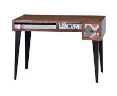 SIT-Möbel 1407-30 Schreibtisch Wood und Textil, Mangoholz mit Jute, 120 x 60 x 76 cm, bunt