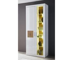 Stella Trading Vitrine Glasvitrine hochglanz, Holz, weiÃ, 38 x 85 x 201 cm
