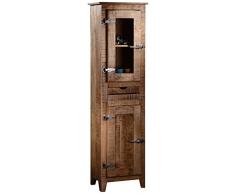 SIT-Möbel 2505-01 Vitrine Frigo, 50 x 35 x 180 cm, Mango-Holz massiv, mit Kühlschrankgriffen, natur lackiert