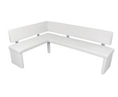 Cavadore Eckbank rechts Charisse India Weià / Gepolsterte Kunstleder-Eckbank mit Rückenlehne in Weià / InnenmaÃ: 160 x 92 cm / 149 x 214 x 54 x 83 cm (B x B x T x H)