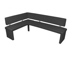 Cavadore Eckbank rechts Charisse India Schwarz / Gepolsterte Kunstleder-Eckbank mit Rückenlehne in Schwarz / InnenmaÃ: 160 x 92 cm / 149 x 214 x 54 x 83 cm (B x B x T x H)