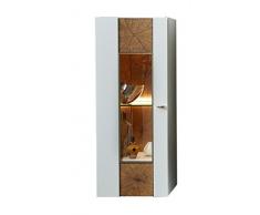 Stella Trading DNWZD1010 Vitrinenschrank Hängevitrine, Absetzungen Hirnholz Nachbildung, Holzdekor, weià matt, 38 x 45 x 114 cm