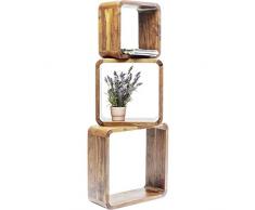 Kare 80251 Authentico Lounge Cuben Square Möbel, 3-er Set, Holz, dunkelbraun, 20 x 50 x 50 cm