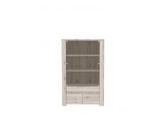NEWFACE Calpe Vitrine mit 2 Glastüren, 1 Schubkasten, Holz, sandeiche, 110 x 50 x 186.8 cm
