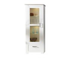 trendteam LT Vitrine Wohnzimmerschrank | Pinie Weià | 77 x 201 cm | Inkl. LED Beleuchtung