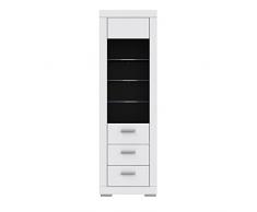 NEWFACE Snow Vitrine mit 1 Glastüre, 2 Schubkästen, Holz, weià matt, 61.3 x 41.4 x 198.5 cm