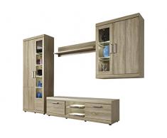 trendteam FRO95345 Wohnwand Kombination Eiche sägerau hell Nachbildung, BxHxT 310 x 197 x 42 cm
