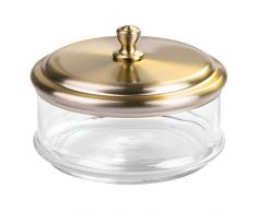 InterDesign 68078EU York Apothekerglas für den Waschtisch für Wattebäusche, Wattestäbchen, Wattepads - Breit, Durchsichtig/Messingfarben, Glas, Clear/soft brass, 12, 7 x 0, 254 x 8, 9 cm
