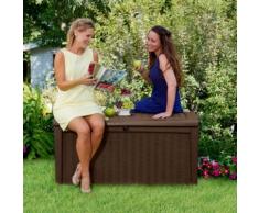 Auflagenbox Borneo zum Sitzen in Rattan- und Holzoptik