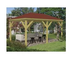PROFI Pavillon Gartenlaube SPARSET Grande Kiefer imprägniert inkl. Dachschindeln Rechteck rot