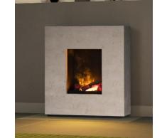 muenkel design Lazio Elektrokamin Opti-myst: Fossil Stone poliert, Cremeweiß - einfacher Sockel - ohne Heizung, mit Dekoholz (OMC 400) - M