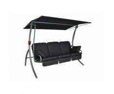 Primero Premium Hollywoodschaukel (3-Sitzer) Design Leder grau